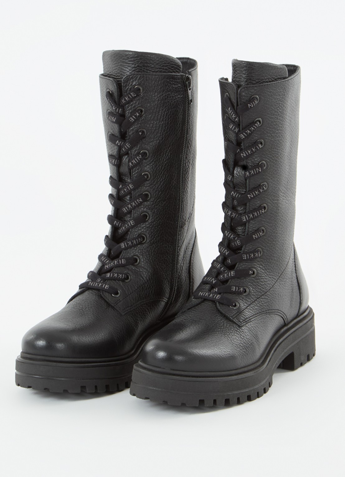 NIKKIE Dewie biker boot van leer - detail 2 zwart