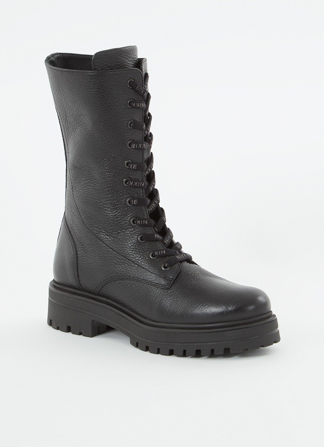 NIKKIE Dewie biker boot van leer - voorkant zwart