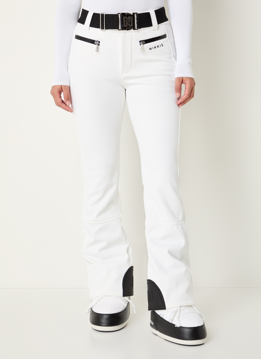 NIKKIE Grace high waist flared fit skibroek met ceintuur - detail 4 wit