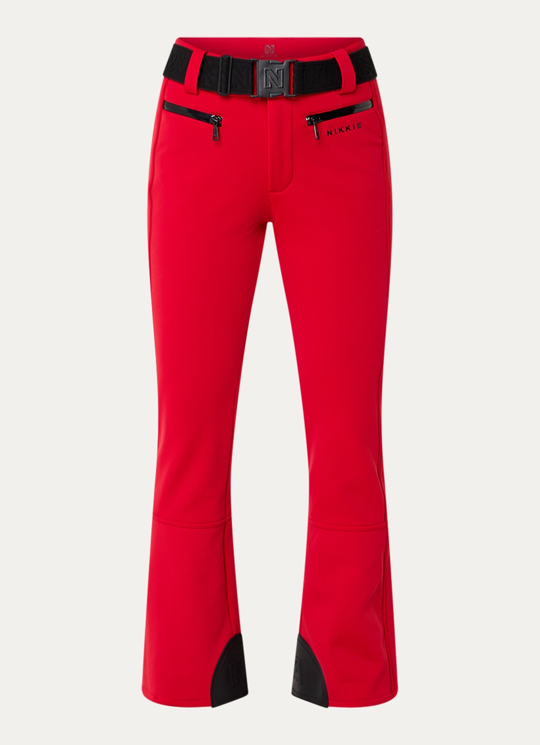 NIKKIE Grace high waist flared fit skibroek met ceintuur - voorkant 2 rood