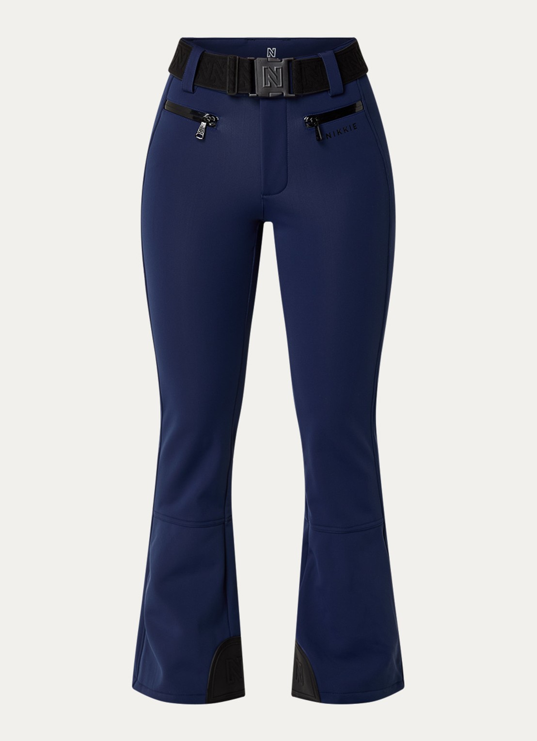 NIKKIE Grace high waist flared fit skibroek met ceintuur - voorkant 2 donkerblauw