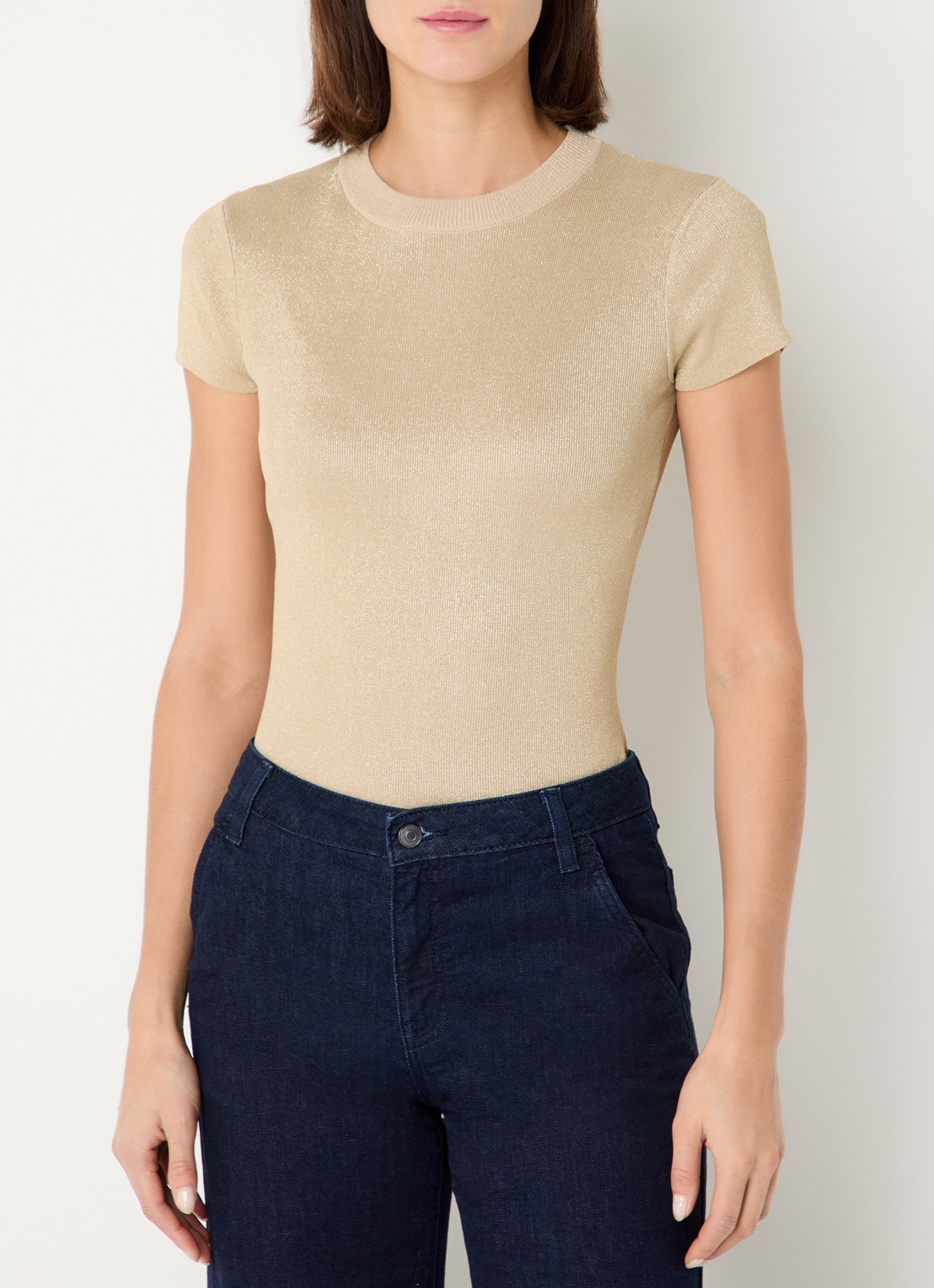 NIKKIE Jofli top met lurex en stretch - detail 4 goud