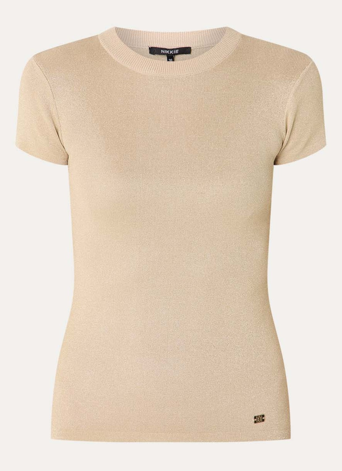 NIKKIE Jofli top met lurex en stretch - voorkant goud