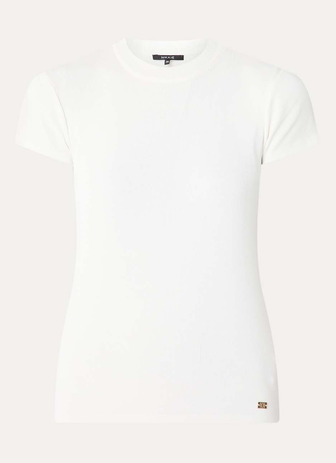 NIKKIE Jofli top met ribstructuur en stretch - voorkant 2 wit