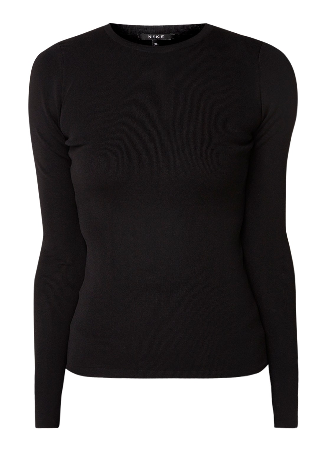 NIKKIE Jolie fijngebreide fitted top  - voorkant 3 zwart