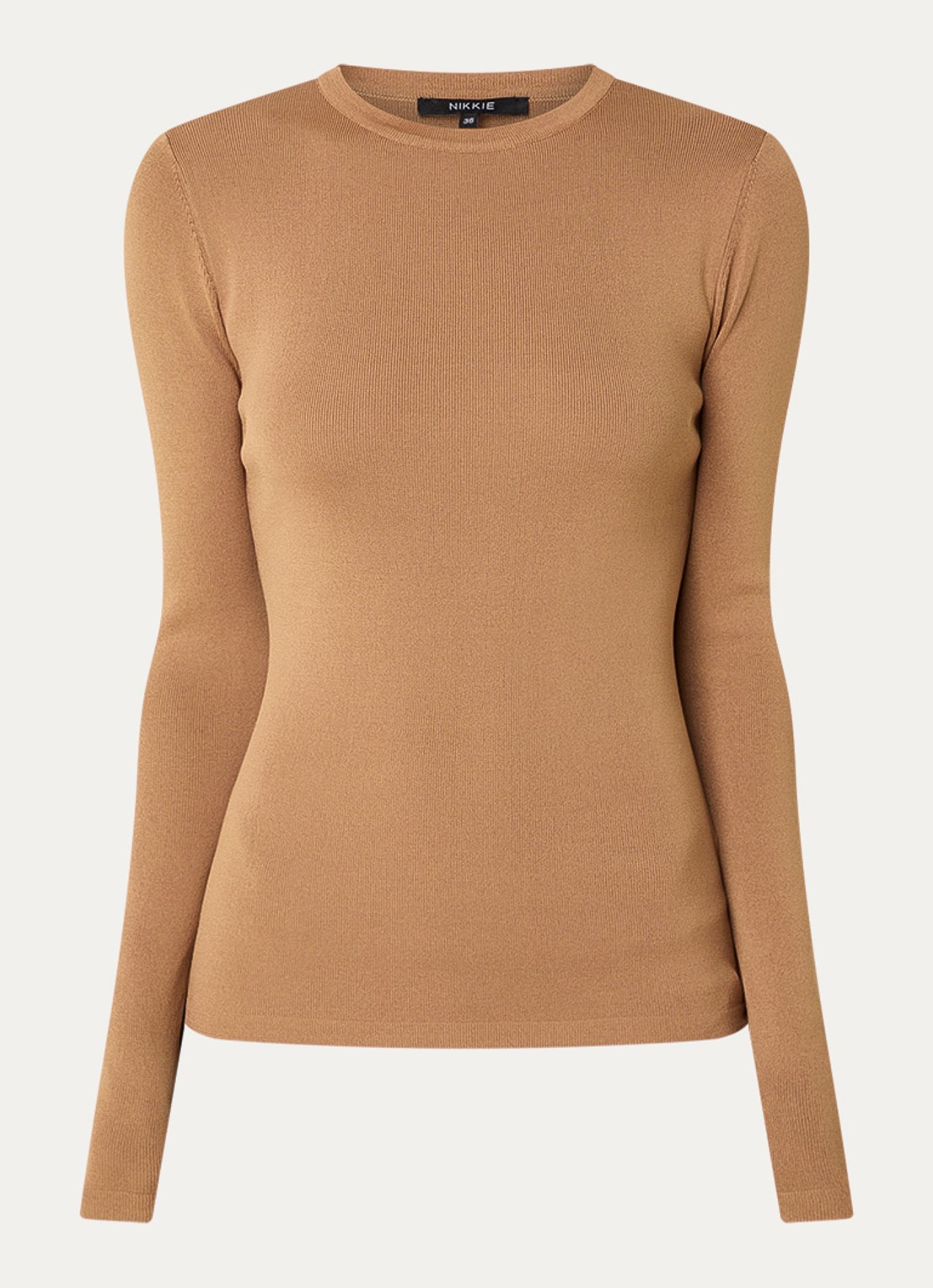 NIKKIE Jolie fijngebreide fitted top  - voorkant camel