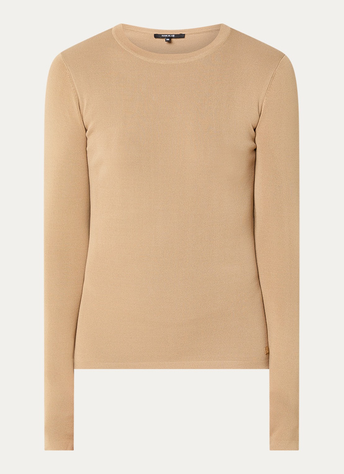 NIKKIE Jolie fijngebreide longsleeve met stretch - voorkant 3 camel