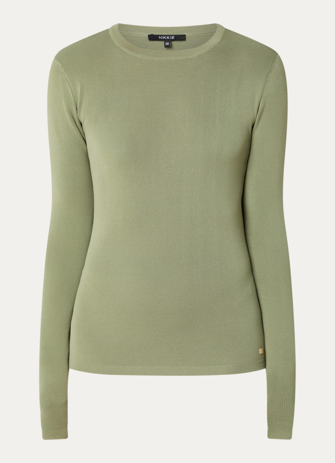 NIKKIE Jolie fijngebreide longsleeve met stretch - voorkant lichtgroen