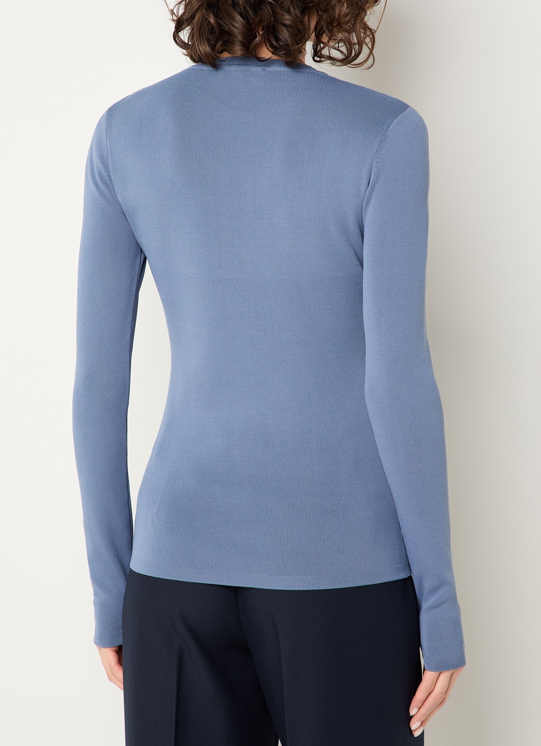 NIKKIE Jolie fijngebreide longsleeve met stretch - achterkant 3 staalblauw