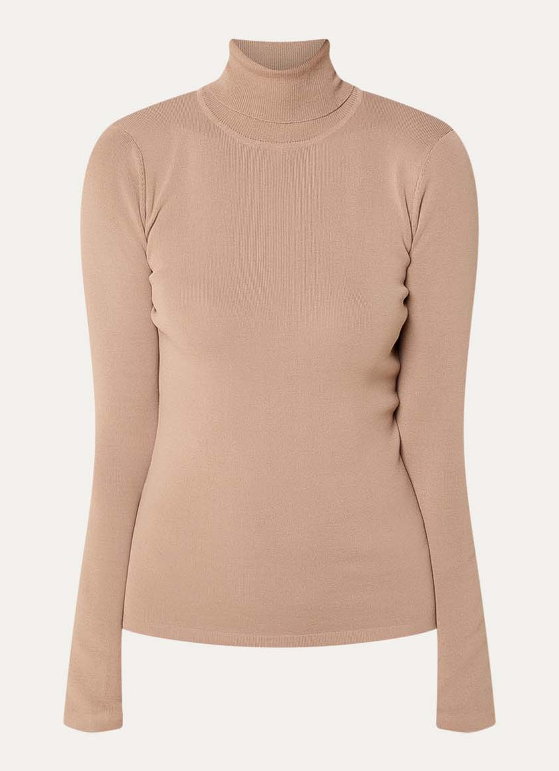 NIKKIE Jolie fijngebreide top met col - voorkant 3 beige
