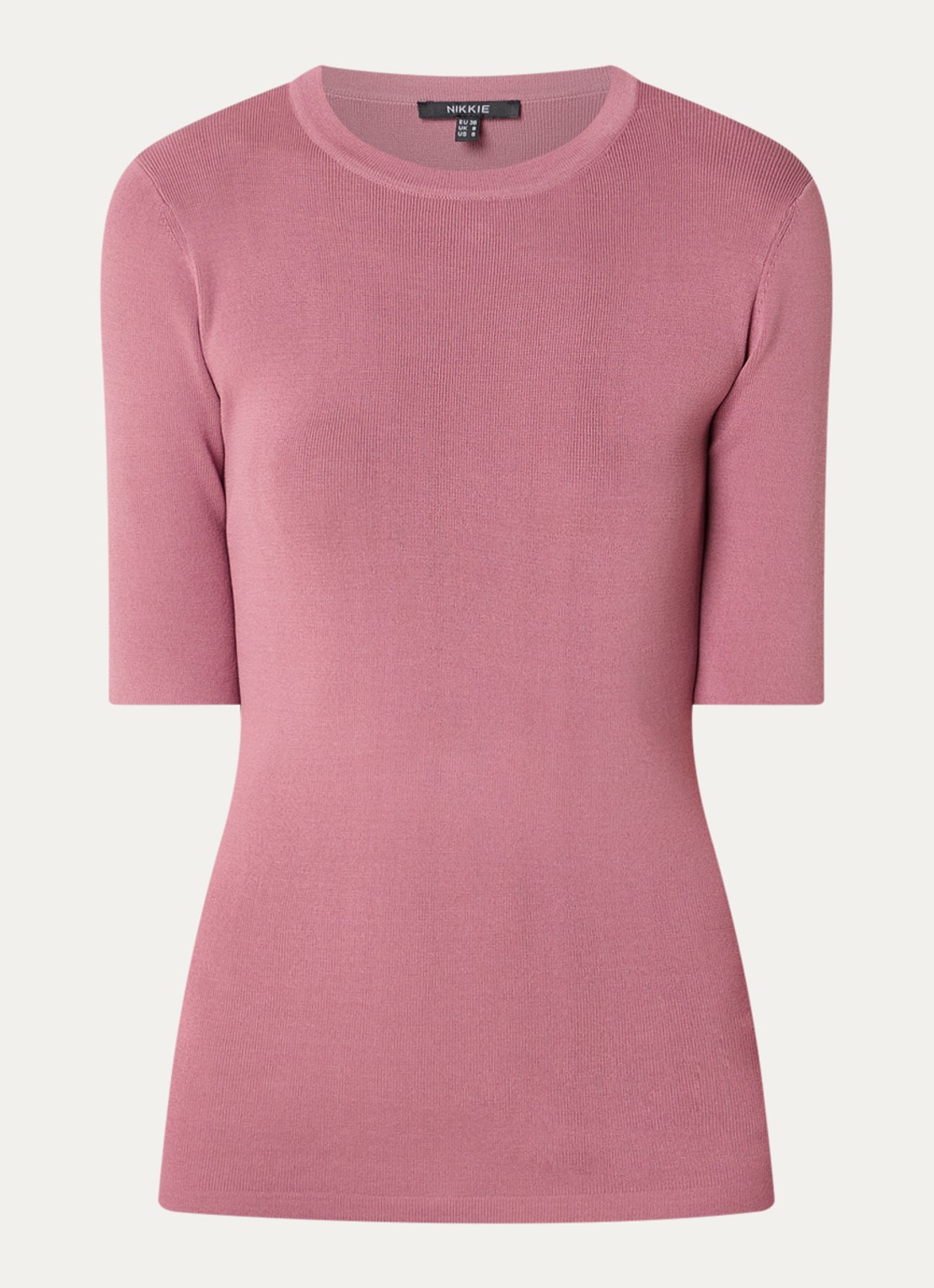 NIKKIE Jolie fijngebreide top met ronde hals - voorkant 2 roze