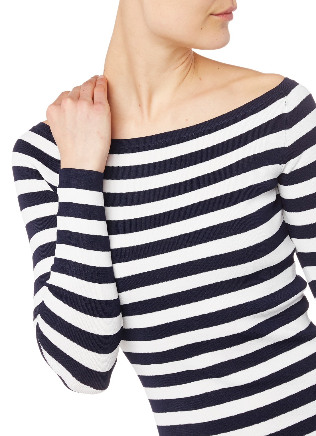NIKKIE Jolie off shoulder jurk met lange mouw - detail 4 blauw