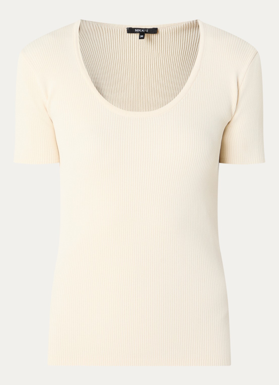 NIKKIE Jolie T-shirt met ronde hals - voorkant 3 creme