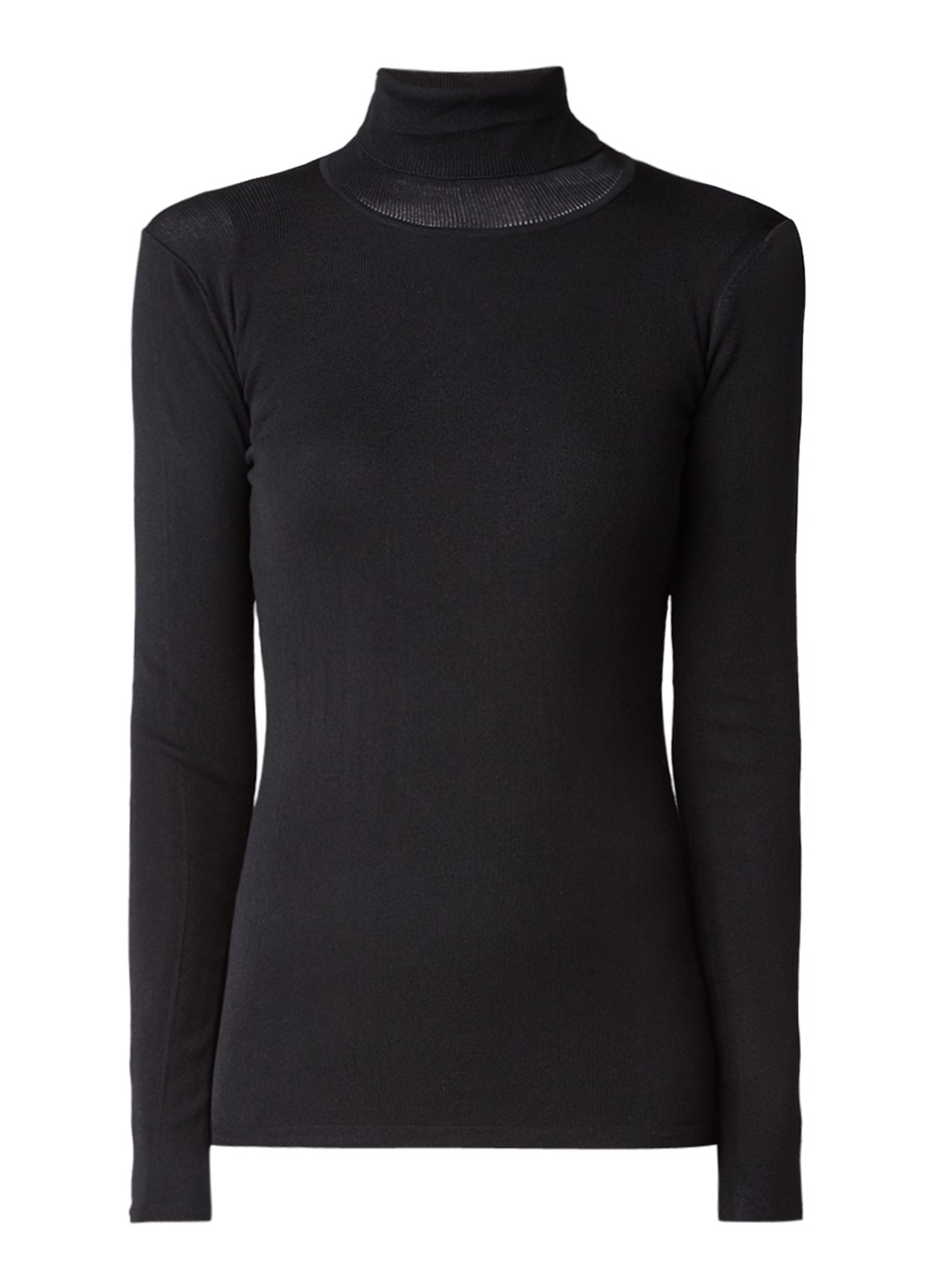 NIKKIE Jolie top met col en lange mouwen - voorkant 3 zwart