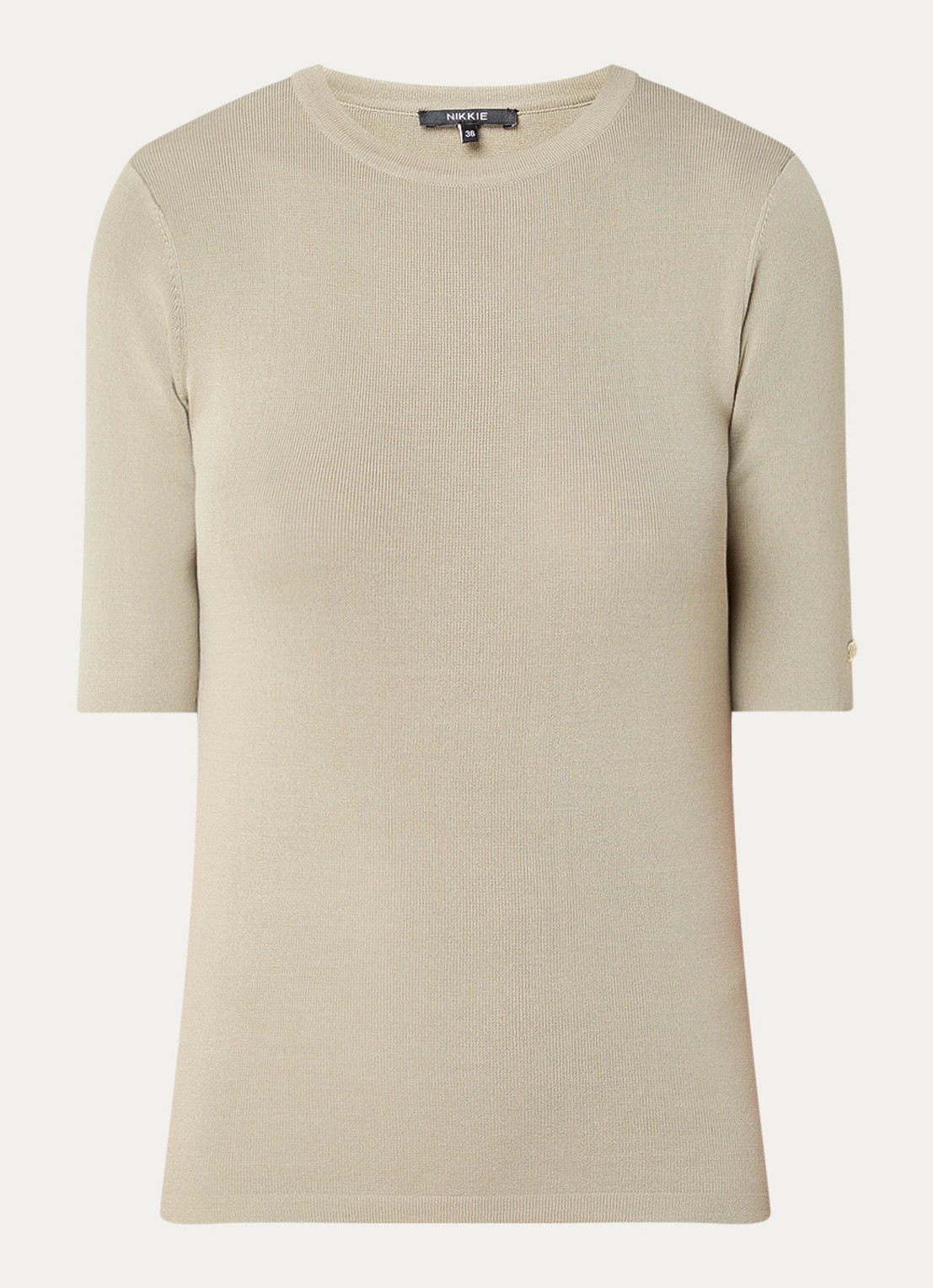 NIKKIE Jolie top met ronde hals - voorkant 3 khaki