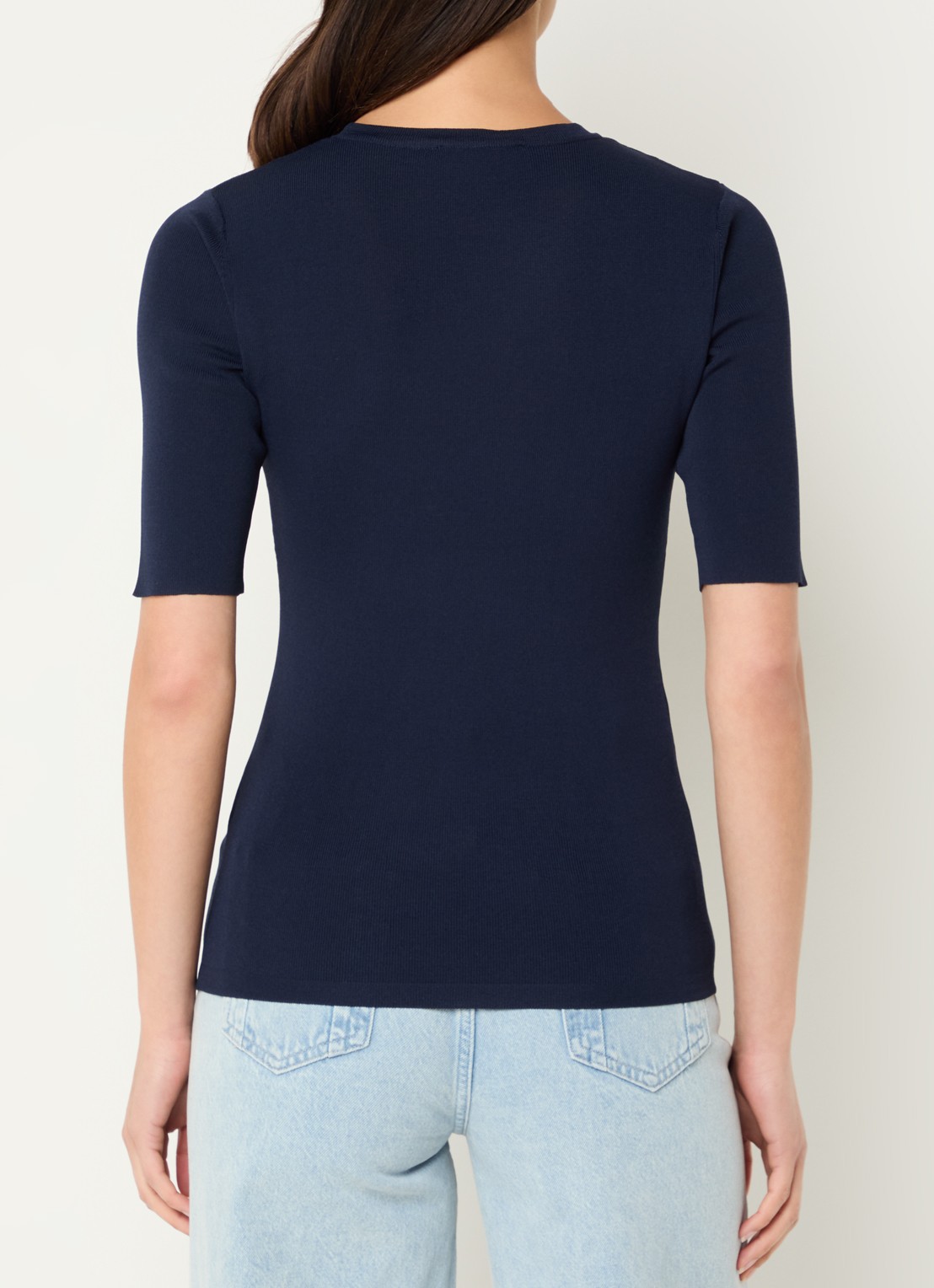 NIKKIE Jolie top van stretchjersey met korte mouw - achterkant 4 donkerblauw
