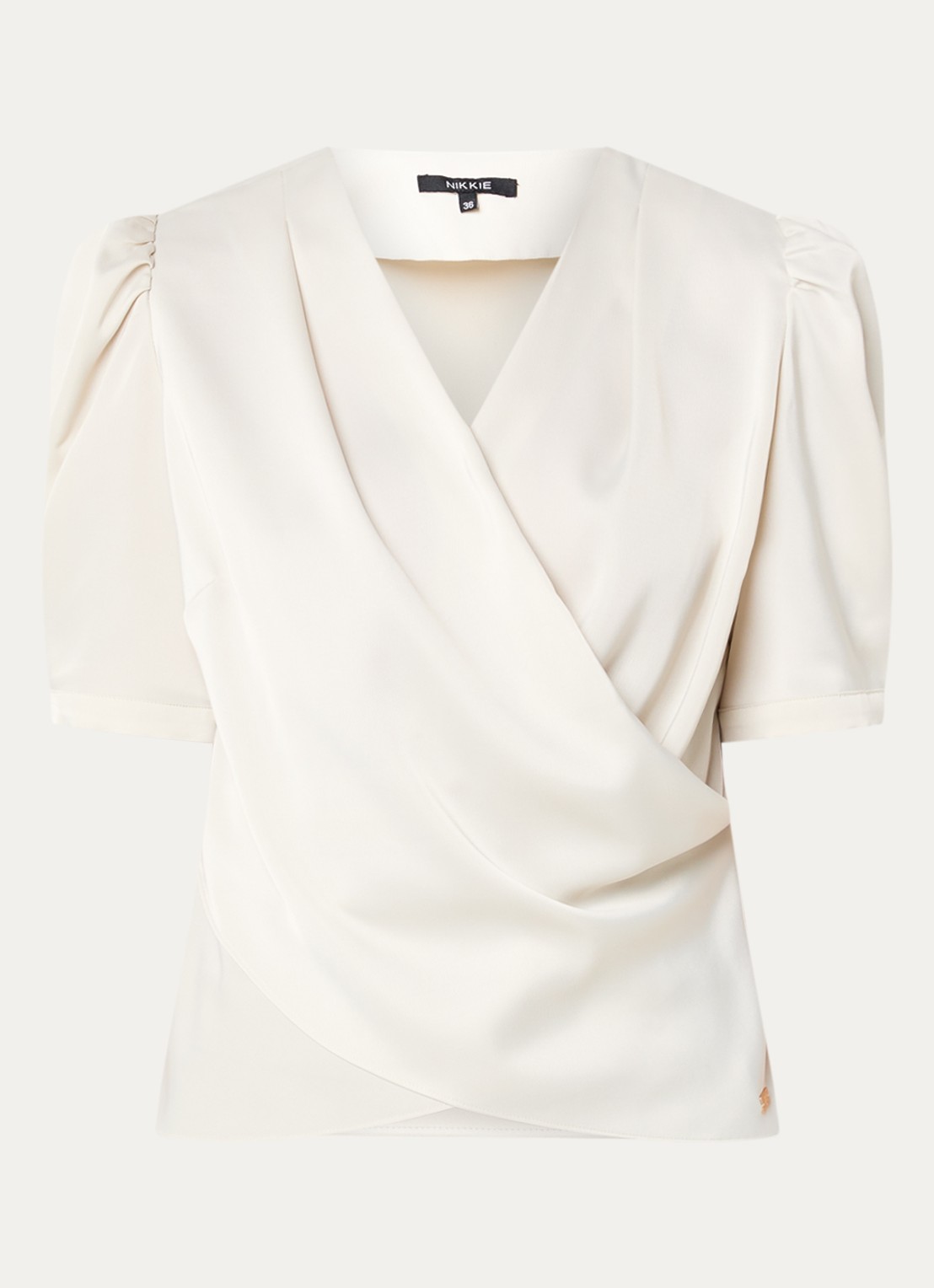 NIKKIE Kransis tuniek met pofmouwen - voorkant 2 creme