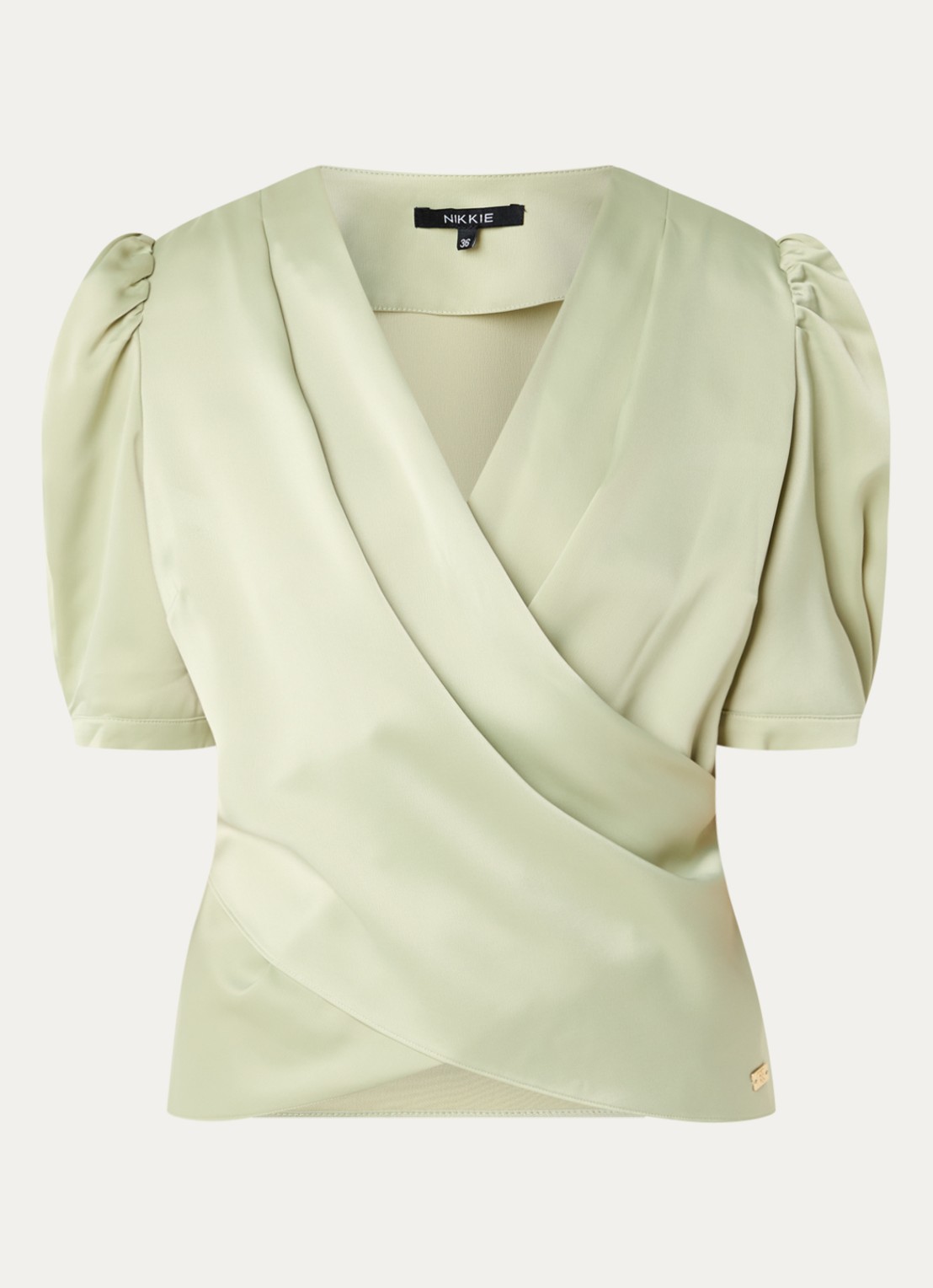 NIKKIE Kransis tuniek met pofmouwen - voorkant 2 donkerbeige