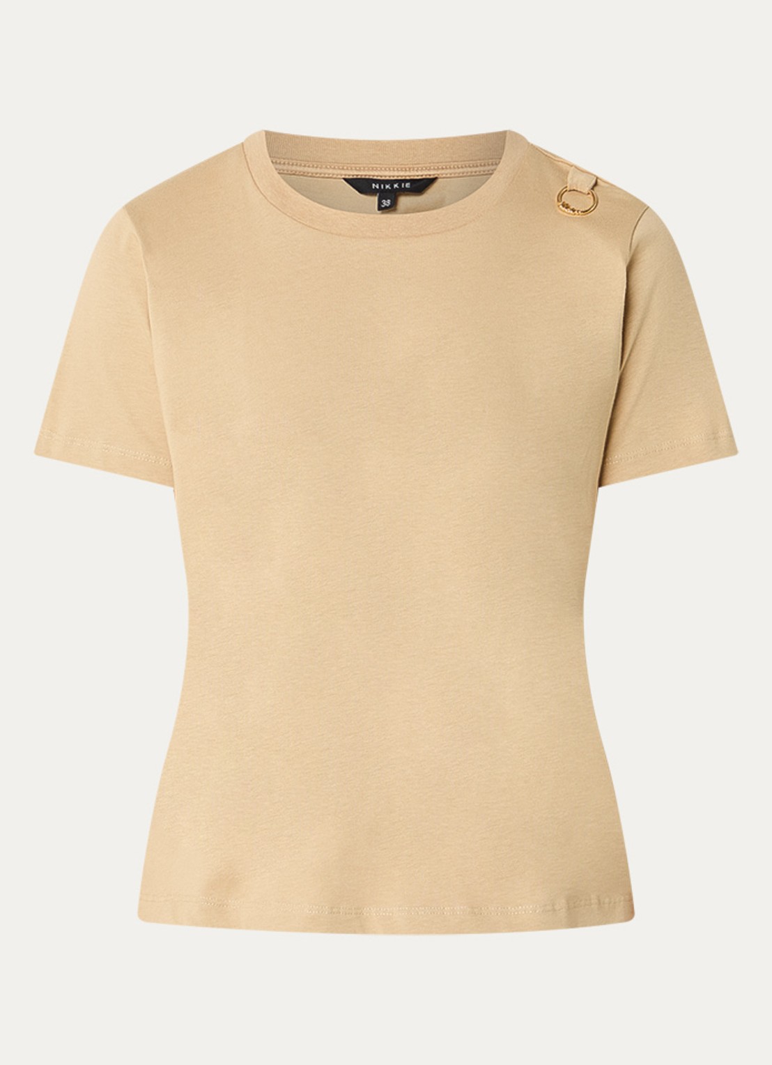 NIKKIE Logo Ring T-shirt met ronde hals - voorkant 3 beige
