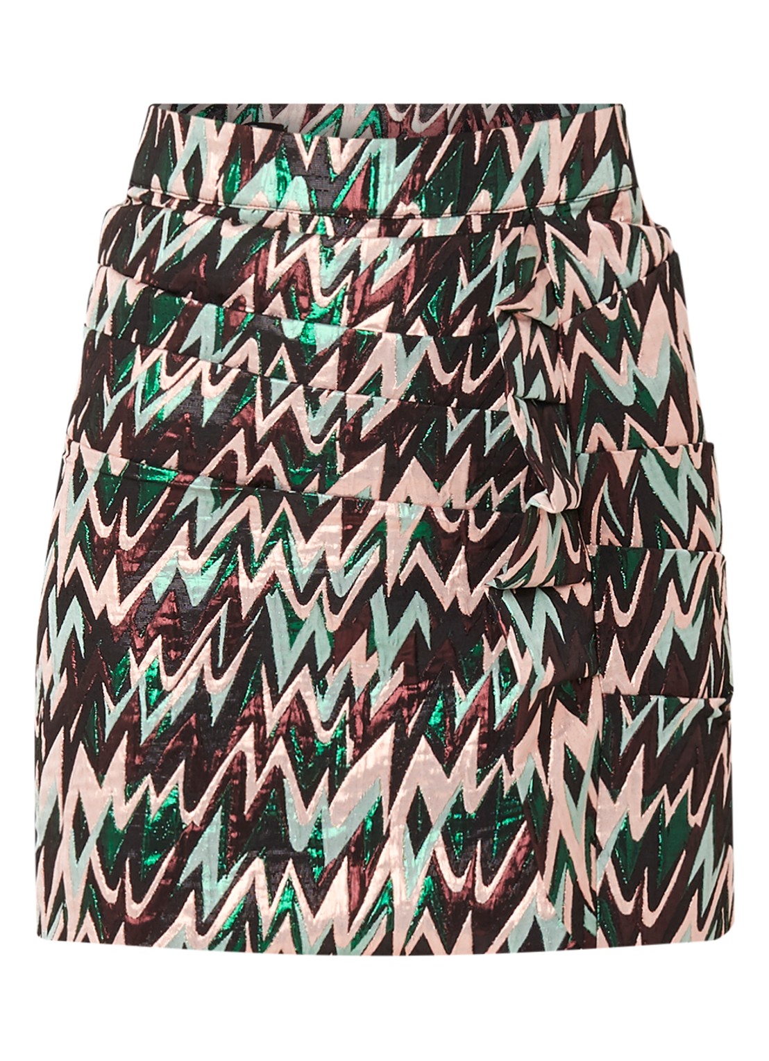 NIKKIE Nena minirok met gedrapeerd detail en lurex - voorkant groen