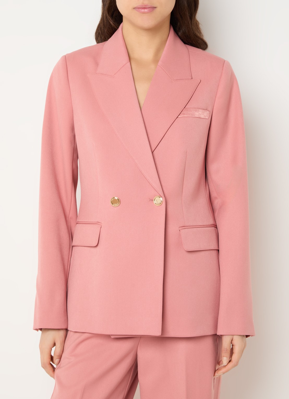 NIKKIE Oakland double-breasted blazer met schoudervulling en klepzakken - detail 3 abrikoos