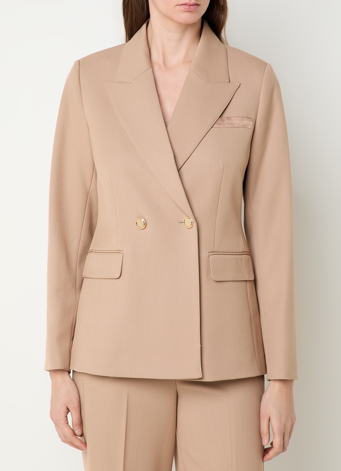 NIKKIE Oakland double-breasted blazer met schoudervulling en klepzakken - detail 2 camel