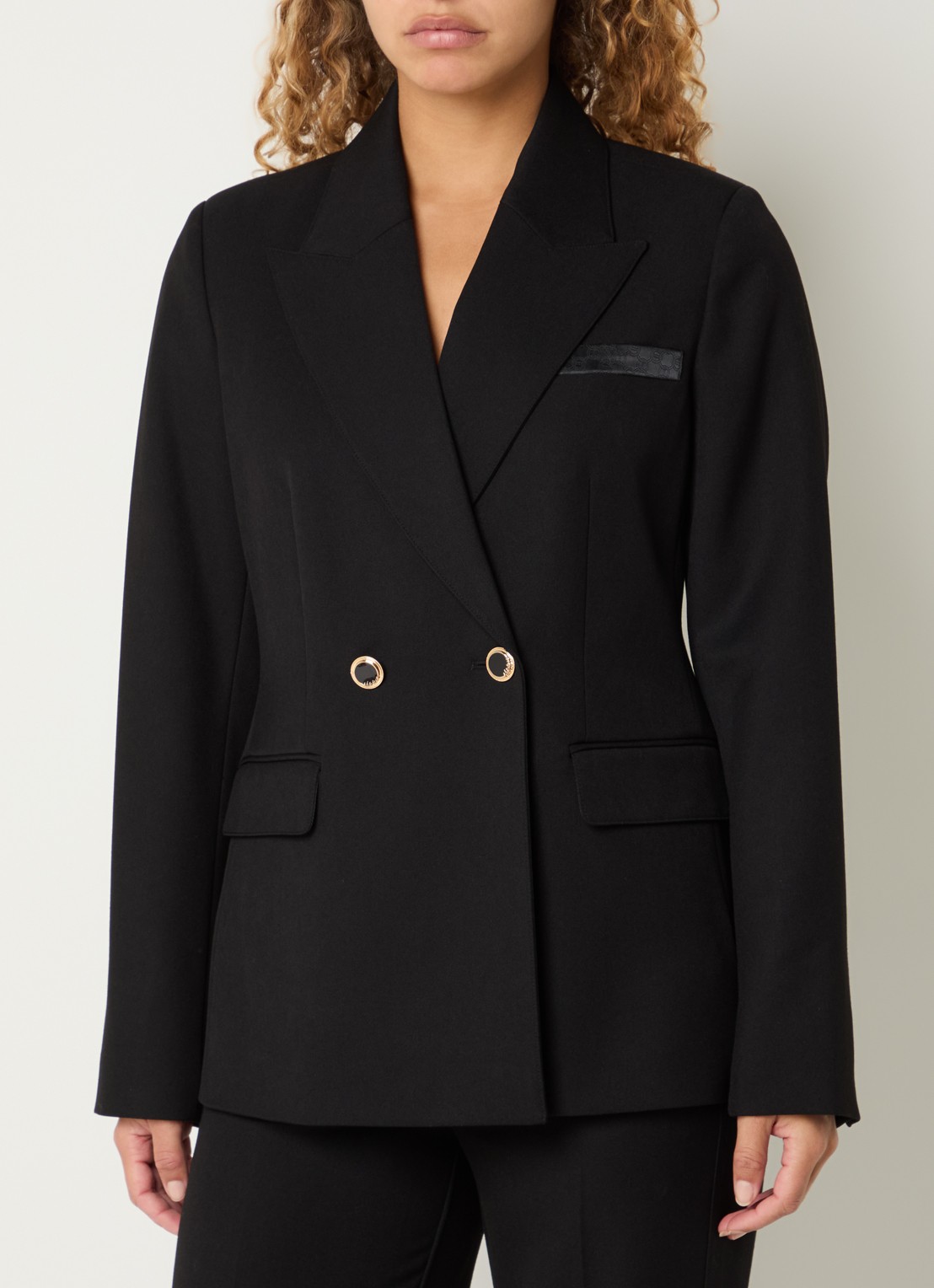 NIKKIE Oakland double-breasted blazer met schoudervulling en klepzakken - detail 4 zwart