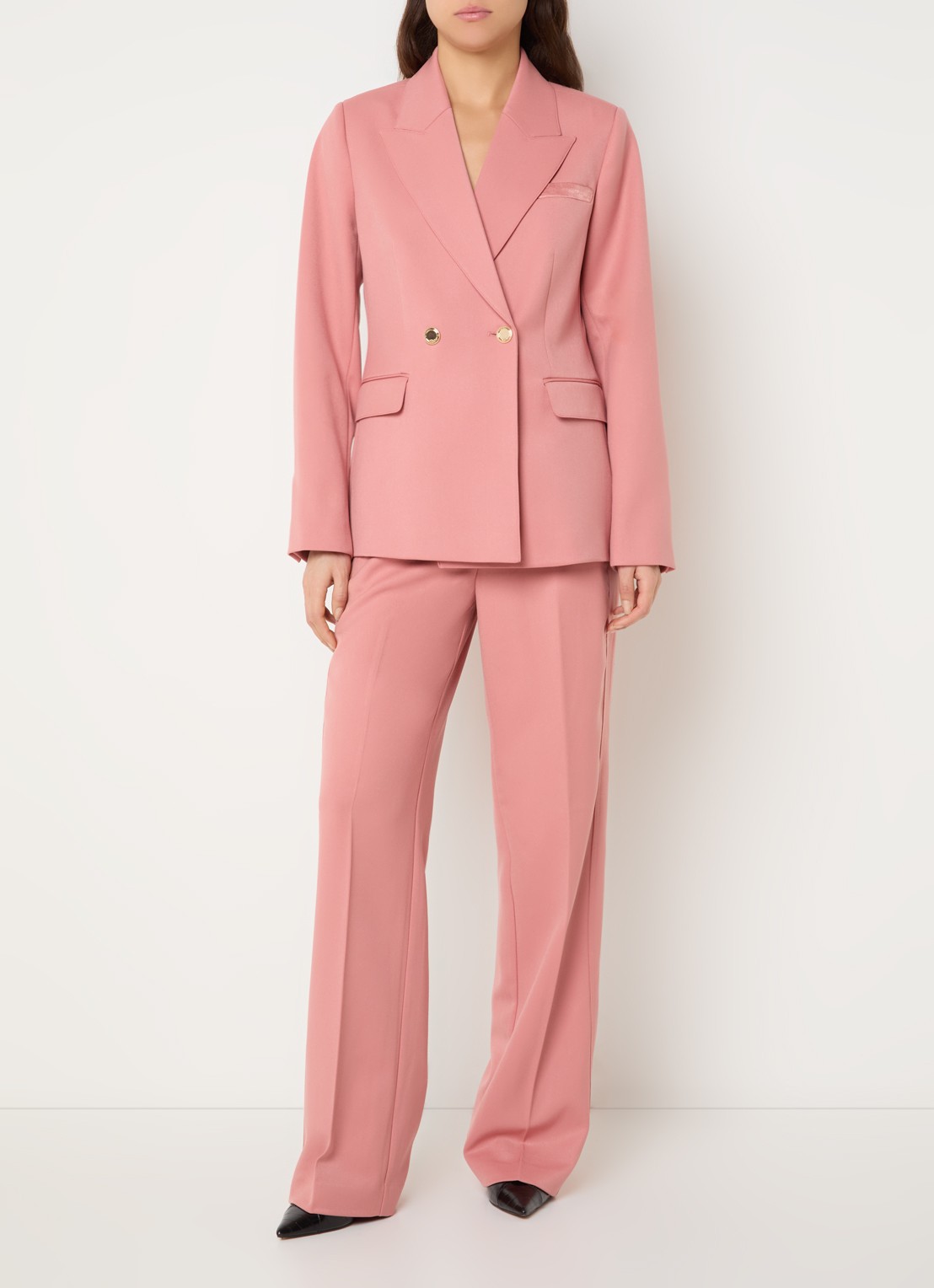 NIKKIE Oakland high waist straight fit pantalon met persplooi - voorkant 3 abrikoos