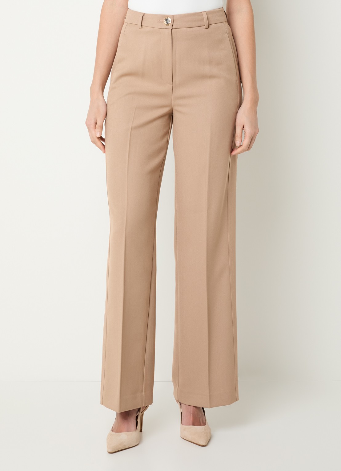 NIKKIE Oakland high waist straight fit pantalon met persplooi - detail 4 camel