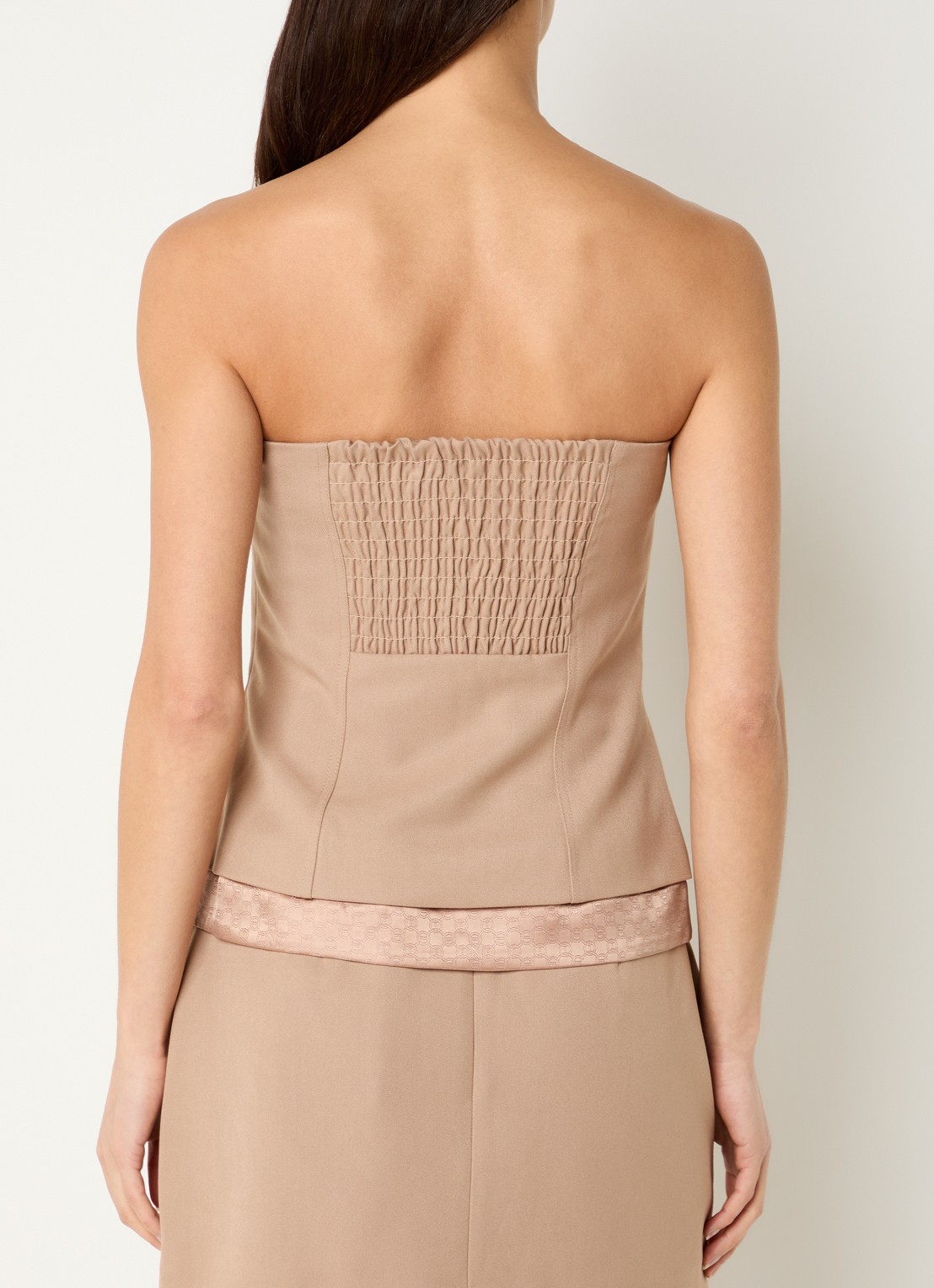 NIKKIE Oakland strapless gilet met sierknopen - achterkant 3 donkerbeige