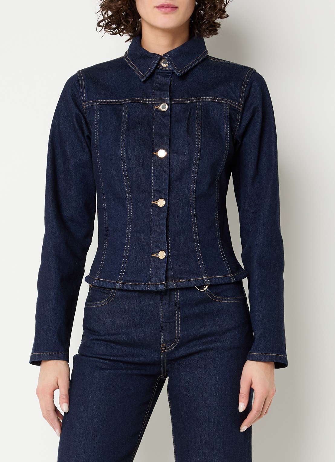 NIKKIE Obra blouse van denim - detail indigo
