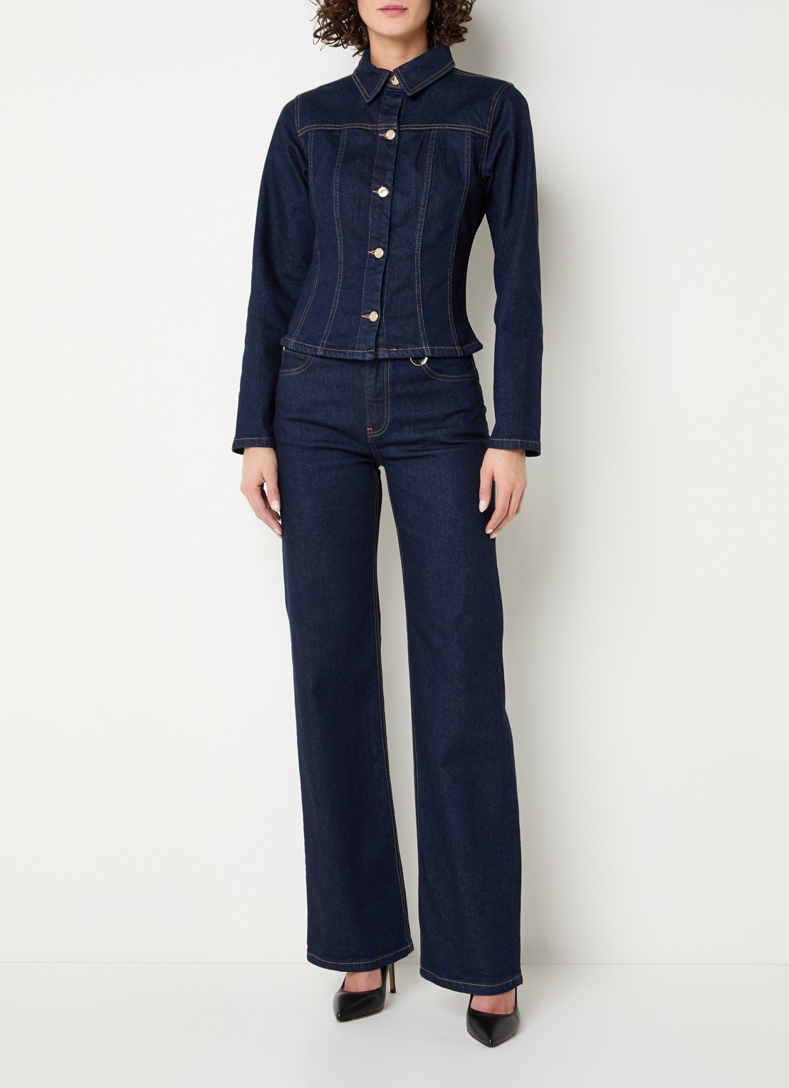 NIKKIE Obra blouse van denim - voorkant 4 indigo