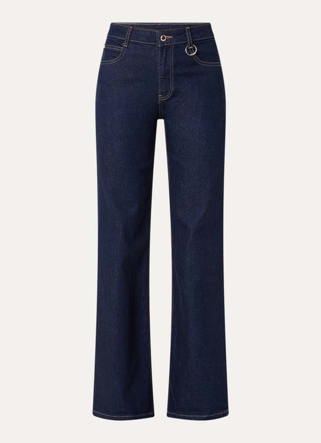 NIKKIE Obra high waist straight leg jeans met donkere wassing - voorkant indigo