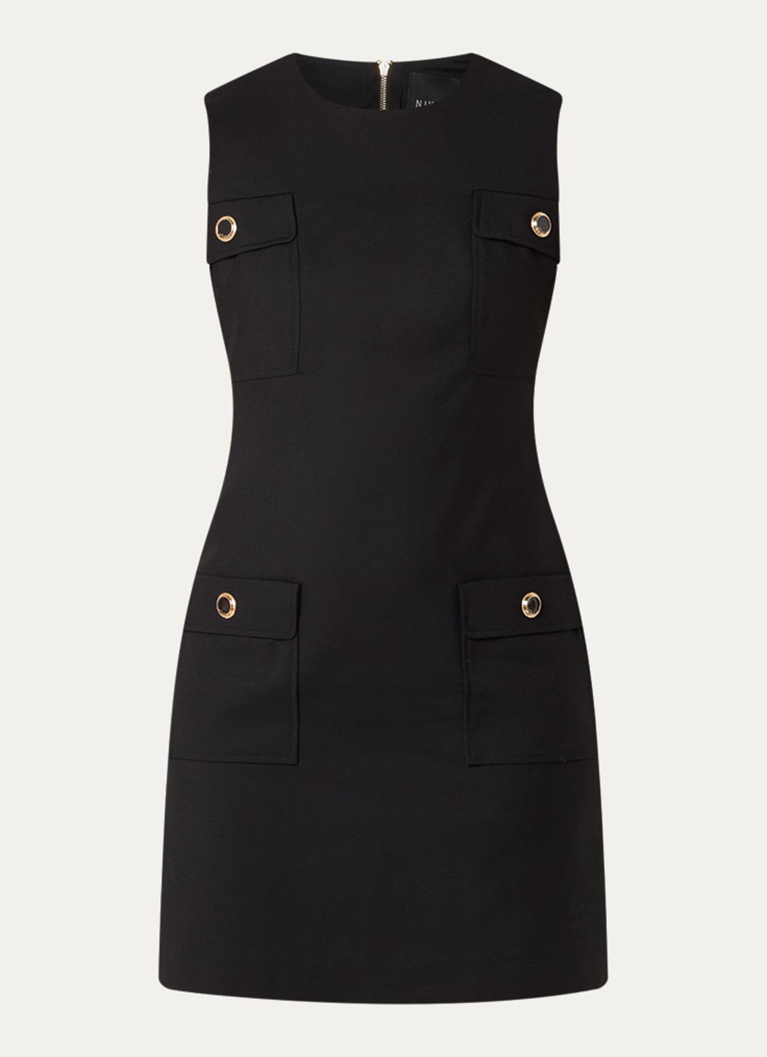 NIKKIE Odensa mini jurk met klepzakken - voorkant 3 zwart