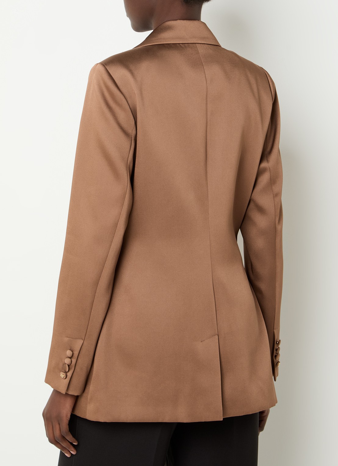 NIKKIE Omahah double-breasted blazer van satijn - achterkant 4 oranjebruin