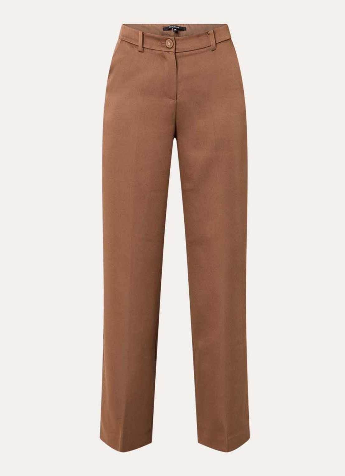 NIKKIE Omahah high waist straight fit broek van satijn - voorkant 3 hazelnootbruin