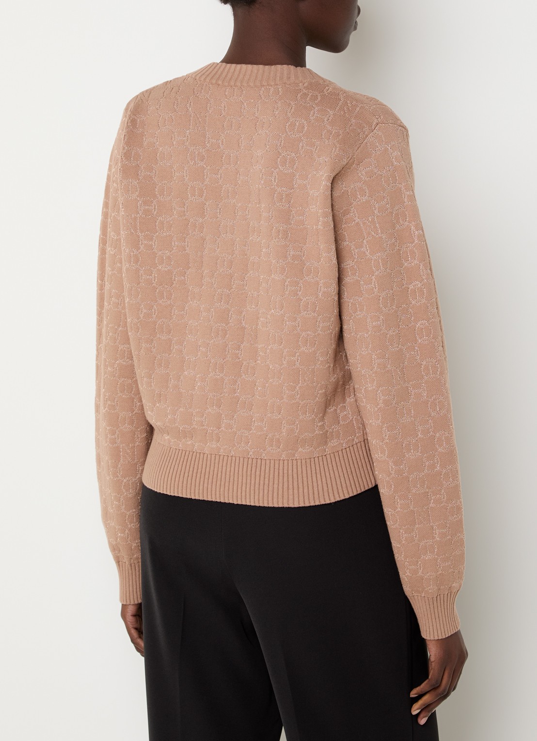 NIKKIE Omarah pullover met lurex en logoprint - achterkant 3 gebroken wit