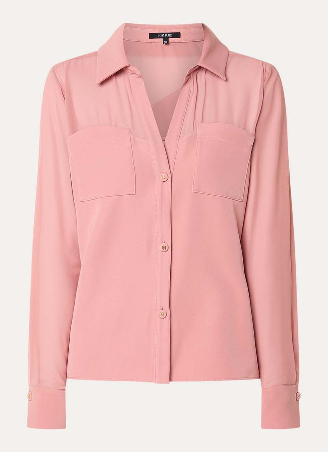 NIKKIE Opava blouse met borstzakkken - voorkant zalmroze