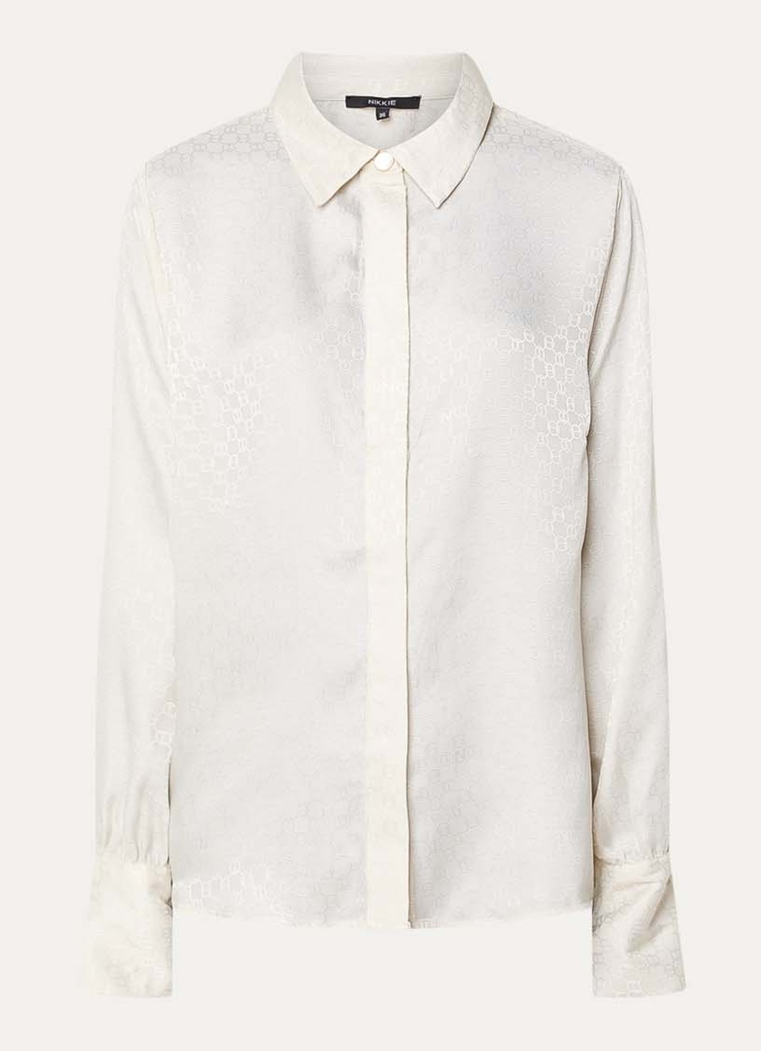 NIKKIE Opava blouse van satijn met print - voorkant gebroken wit