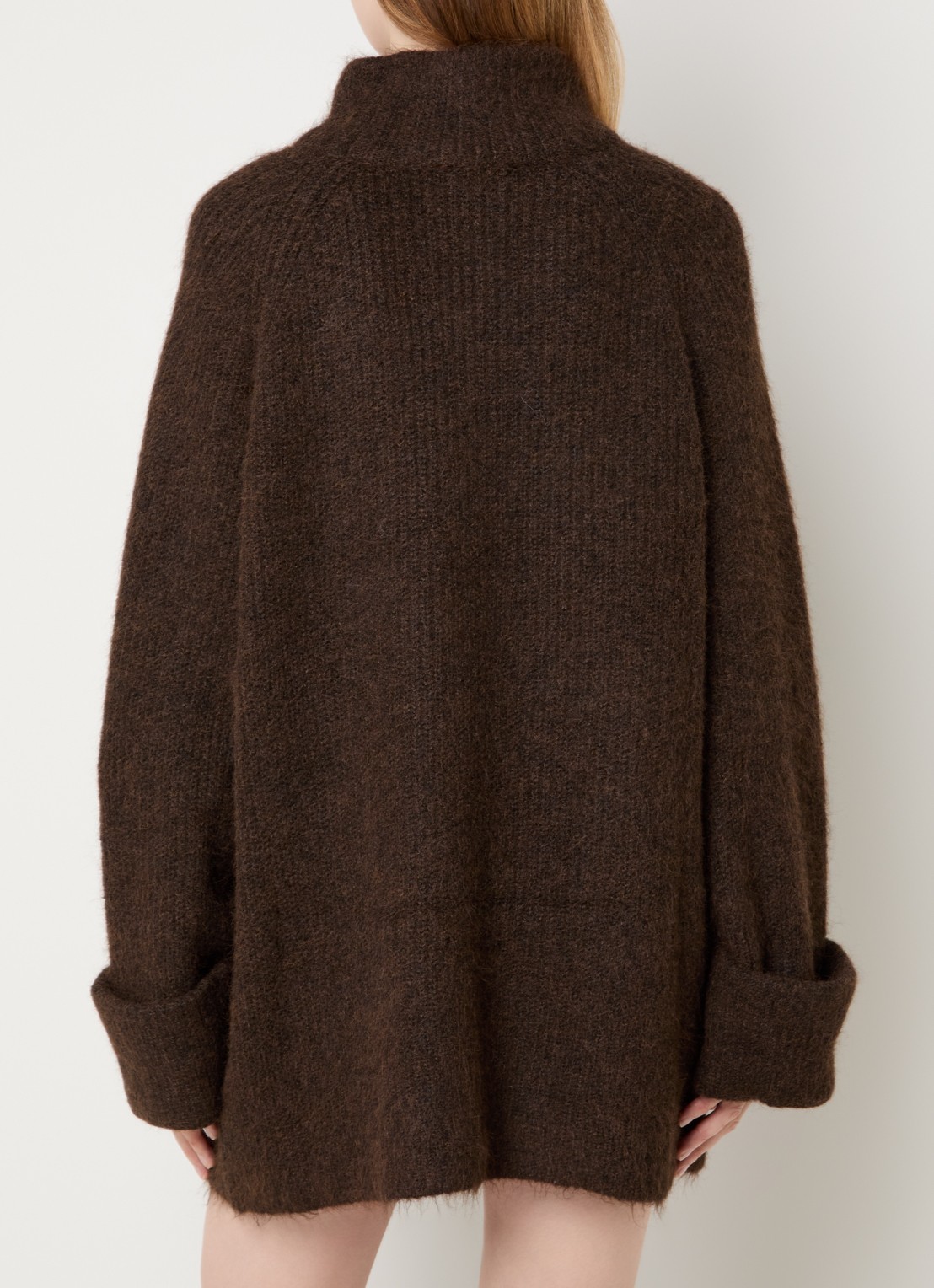 NIKKIE Opole mini jurk in wolblend met col - achterkant 2 hazelnootbruin