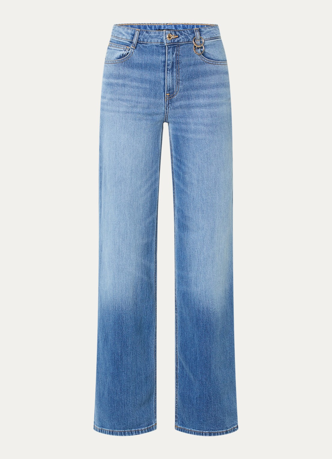 NIKKIE Orleans mid waist wide leg jeans met medium wassing - voorkant 4 indigo