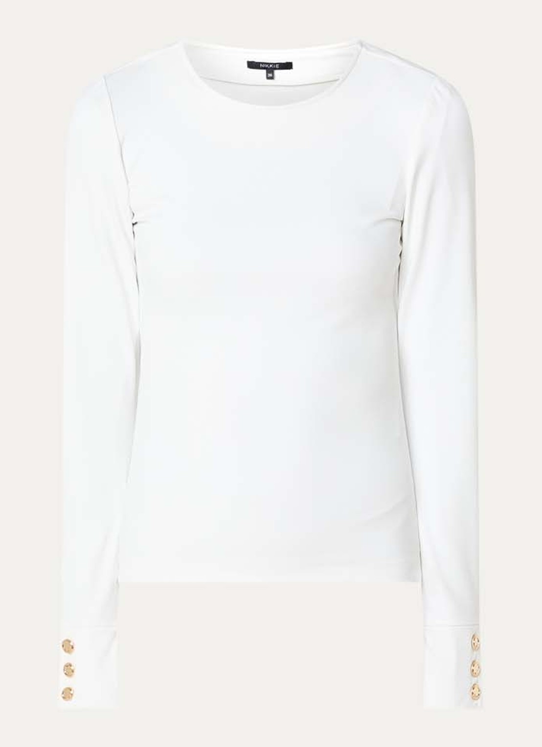 NIKKIE Oshawa top met ronde hals - voorkant wit