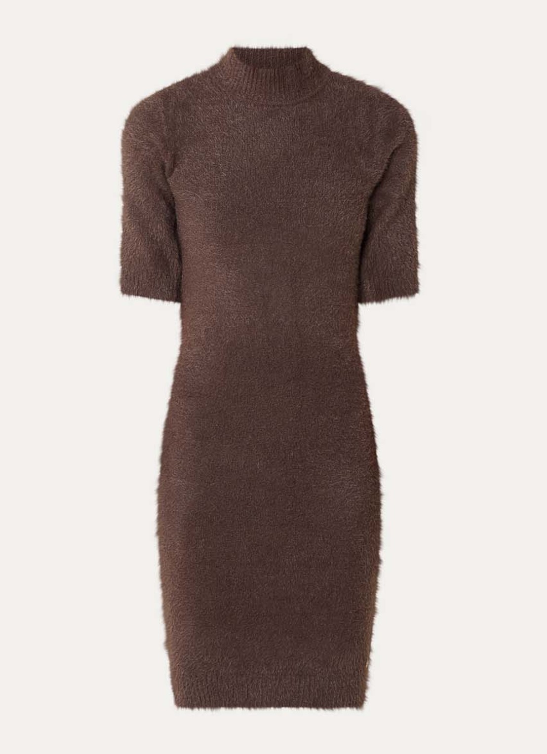 NIKKIE Otaru mini trui-jurk met col - voorkant bruin