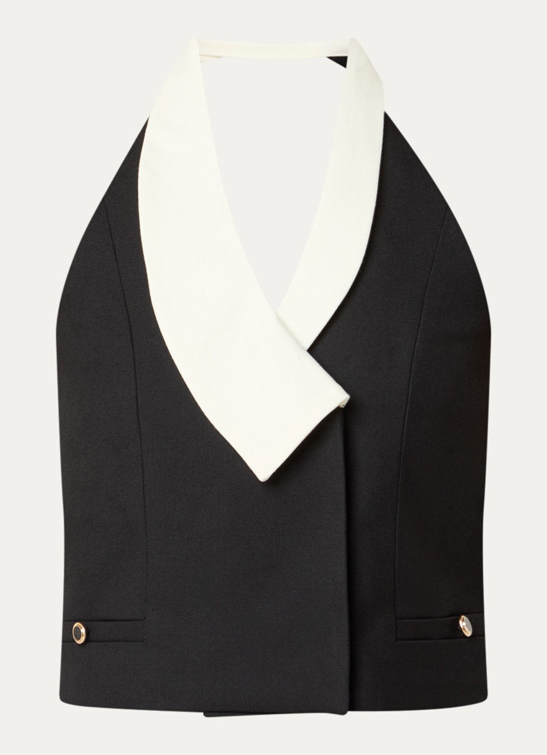 NIKKIE Oulu gilet met assymetrische kraag - voorkant 3 zwart