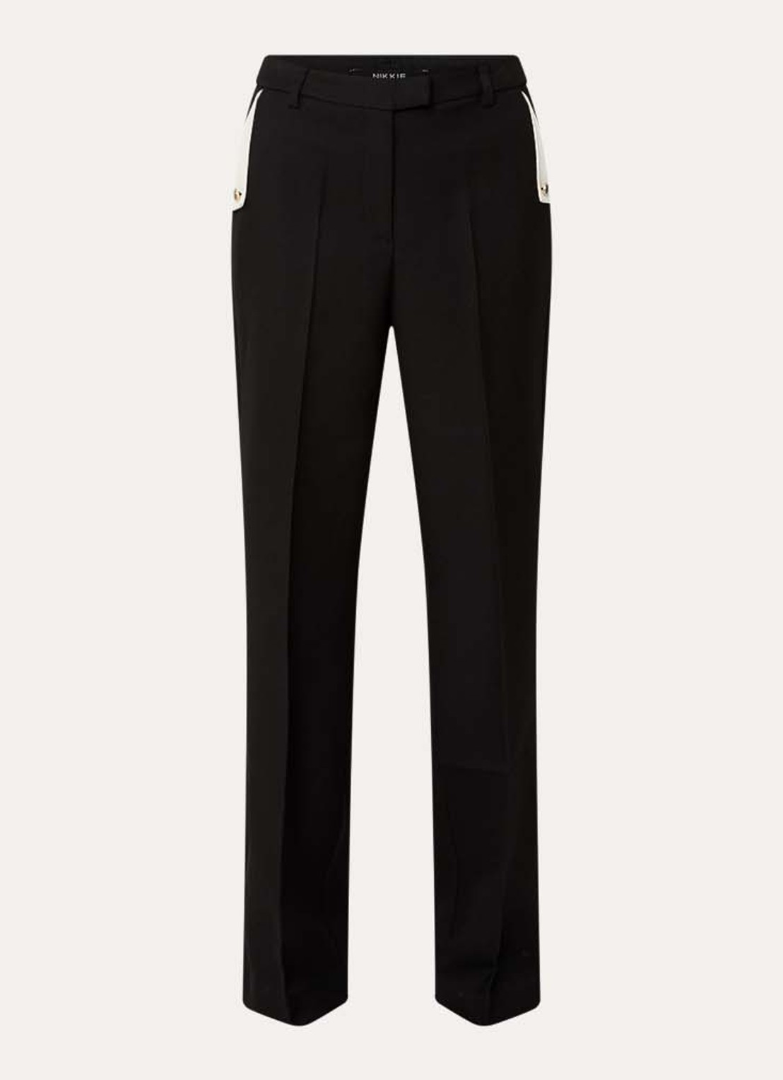 NIKKIE Oulu mid waist straight fit pantalon met steekzakken - voorkant zwart