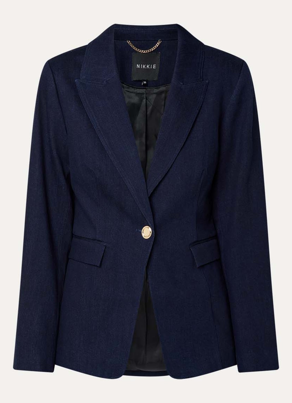 NIKKIE Oviedo blazer met klepzakken - voorkant 2 donkerblauw