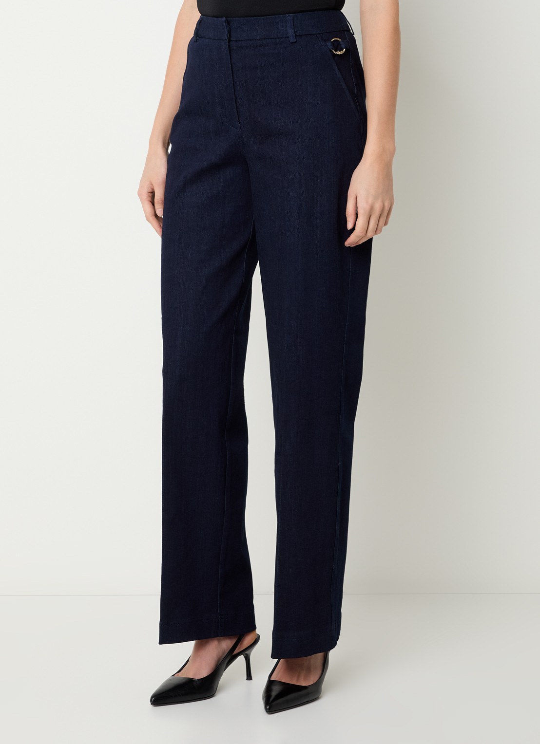 NIKKIE Oviedo high waist straight fit pantalon van denim met steekzakken - detail 4 indigo