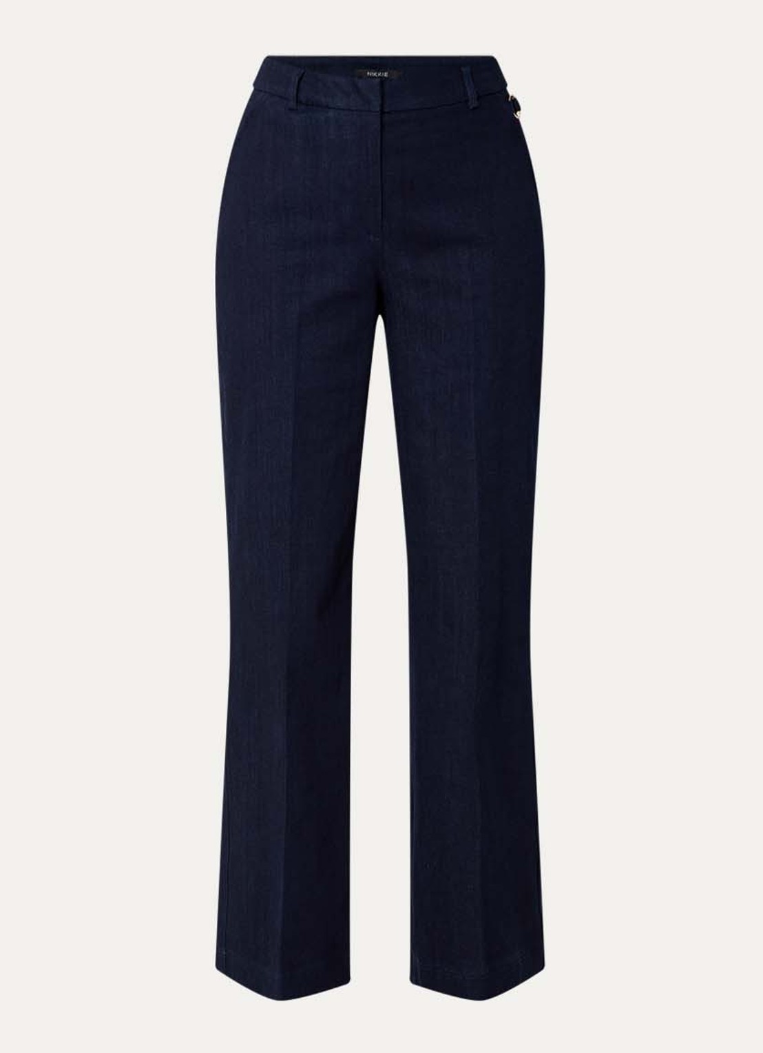 NIKKIE Oviedo high waist straight fit pantalon van denim met steekzakken - voorkant indigo