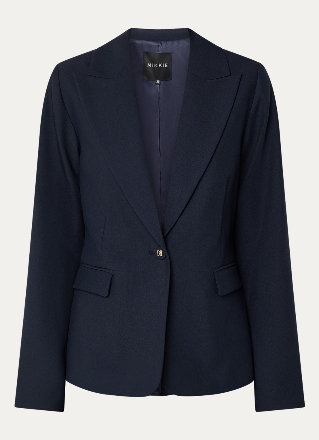 NIKKIE Parisa blazer met klepzakken - voorkant donkerblauw