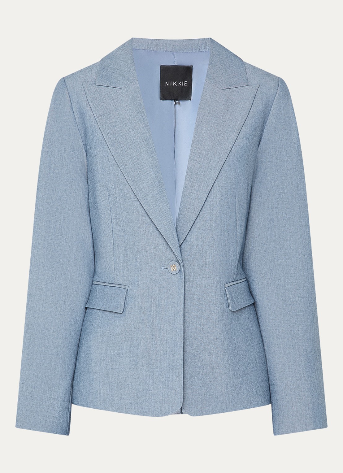 NIKKIE Parisa blazer met klepzakken - voorkant staalblauw